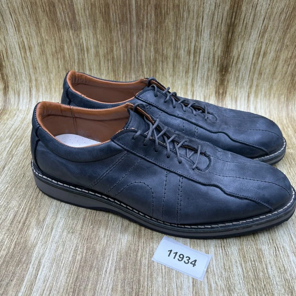 Allen Edmonds Voyager Men's 11 D Gray Leather Bicycle Toe Casual Oxford 9384